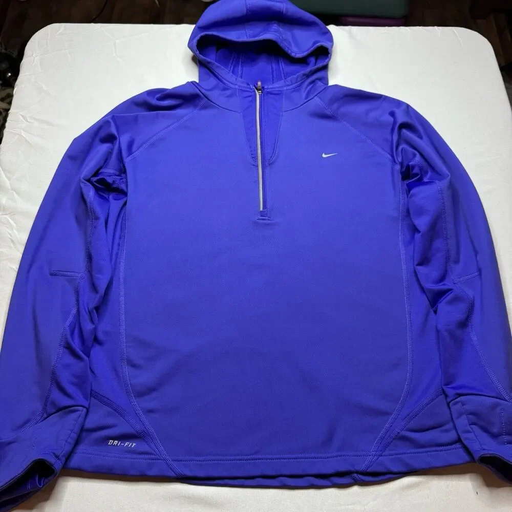 Nike Dri Fit Women's 1/2 Zip Large Purple Long Sleeve Shirt Running Activewear